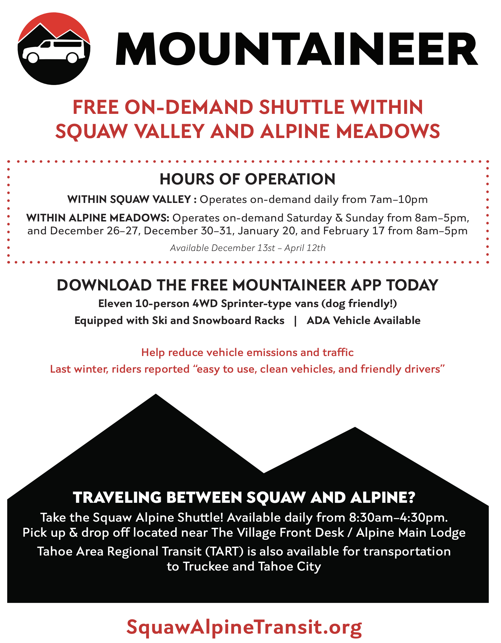 mountaineer holiday schedule